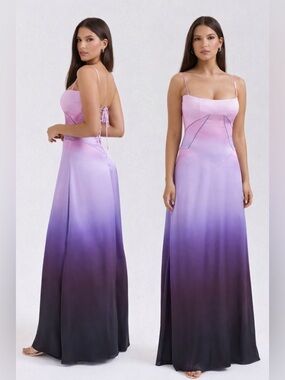 HOUSE OF CB “Anabella” Ombre Lace-Up Maxi Dress – Size S Fuller Cup
